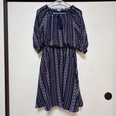 COLZA チュニック ワンピース ストライプ柄 七分袖 ハニーズのサムネイル