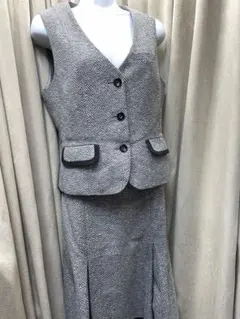 Lemidi 事務服　チェック柄　上下セット　9号 グレー ツィード