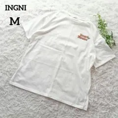 イング　半袖Ｔシャツ　M　白　ロゴプリント　クルーネック　ゆったり　493のサムネイル