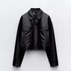 ZARA フェイクレザージャケット ブラック 黒4391/872/800 xs - メルカリ