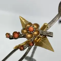 091210 ビンテージ 　金銀　立体　折鶴　梅　かんざし