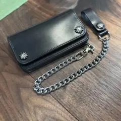 ⑴ トラッカーウォレット シルバー 栃木レザー ミドルサイズ アポロ