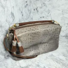 美品 ファルチニューヨーク オーストリッチ 2way ショルダーバッグ 