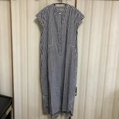 【無印良品】ノースリーブロングワンピース Mチェック柄