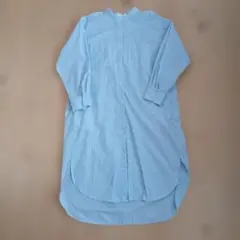 chocolat raffine 水色ストライプロングシャツワンピース