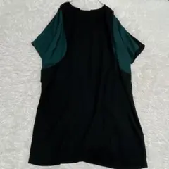 美品 n'Or ノアール 拼接 五分袖連衣裙 黑色 綠色 短袖 膝上長度 F