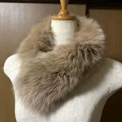 ベージュ ファー マフラー クリップ式