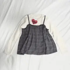 CUTEBLUE あったかチェック柄レイヤード長袖カットソー 140