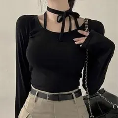 【SHEIN】DAZY レディースカジュアル無地リボンタイト Tシャツ