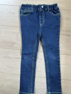 XLARGE キッズ デニム風ロングパンツ 100cm ネオングリーンステッチのサムネイル