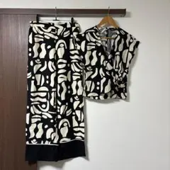 ZARA セットアップ 柄物 黒 白 ドレッシー お出かけ サマー バケーション