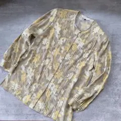 花柄プリーツ長袖シャツ