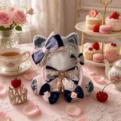 おすわり ぬい服 ちびぐるみ 12cm 着ぐるみ ハート持ちねこ チェック柄 おすわり ぬい服 ちびぐるみ 12cm 着ぐるみ ハート持ちねこ チェック柄