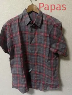 貴重　90's papas パパス　半袖シャツ チェック 半袖 シャツ ビエラ起毛チェックシャツ （シャツ・ブラウス）｜PAPAS ⁄ パパス