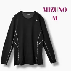 ミズノ　ブレスサーモ　レディース　長袖　トレーニングシャツ　ロゴ　日本製　黒　M