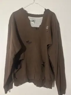 Champion ダメージ加工 スウェット ブラウン Mのサムネイル