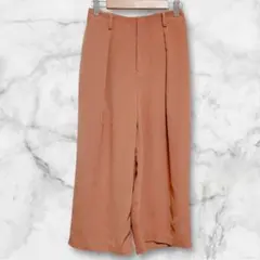 ユニクロ ＊ ドレープワイドアンクルパンツ クロップド 茶 きれいめ ゆったり