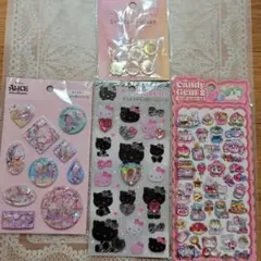 ハローキティ、キャンディジェム シール、ウォーターシール、4点セット