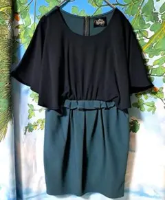 ☆美品☆フレアスリーブ ワンピース☆ダークグリーン　スカート　ブラウス