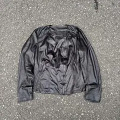 00s GAP フェイクレザージャケット 短丈 ブラック 鬼フェード ライダースのサムネイル