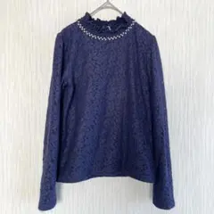 パターンフィオナ⭐️レーストップス　ネックアクセ付きブラウス　長袖　【M】