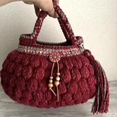 バッグ　ハンドメイド　ハンドメイドバッグ　毛糸　トートバッグ