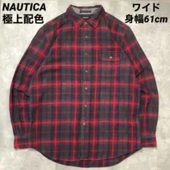 90s NAUTICA ネルシャツ L ライトネル ノーティカ 刺繍 チェック