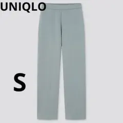 ストレッチダブルフェイスストレートパンツ　S 標準67〜69 くすみグリーン