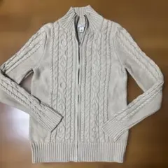 値下げ美品L.L.Bean ケーブル編みカーディガン XS ベージュ