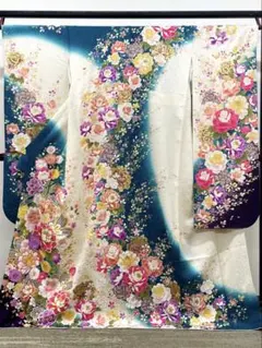 振袖 銀通し 刺繍 金彩 やまと扱い 身丈166cm 撥水加工済 MO3856