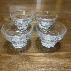 ガラス製　グラス　お猪口　冷酒グラス　珍味入れ　4コ　レトロ　ガラス小鉢 酒器