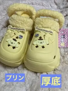 ✿ポムポムプリン イエローファ付き厚底サンダルLサイズドンキ限定