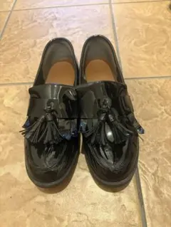 ブラックエナメルタッセルローファーL size24.5