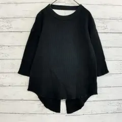 BLACK BY MOUSSY背中開き ニット 黒 F レディース 冬 ワッフル