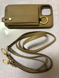 iPhone15ケース　 カードポケット、吊り下げストラップ付き