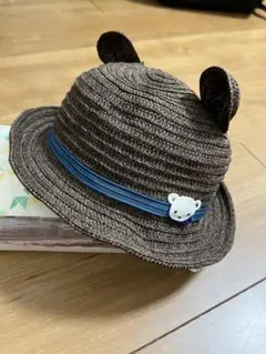 familiar 耳付きブラウン麦わら帽子