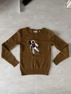 LACOSTE 刺繍ブラウン長袖ニット