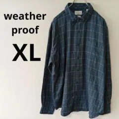 USA古着 Weatherproof ネルシャツ グレーチェック XL
