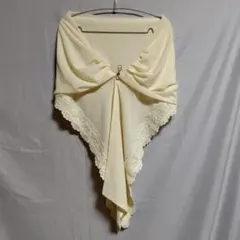 クリーム色 シフォン ストール レース装飾