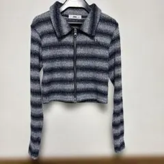 WEGO ストライプ クロップド長袖トップス F