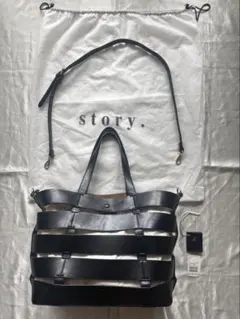 story. 本革 編み込み ショルダーバッグ ブラック 保存袋・タグ付のサムネイル
