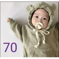 ベビー   くまさん ロンパース　70　ブラウン靴下付き