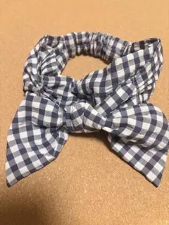 チェック柄リボンヘアバンド