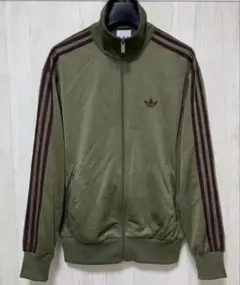 adidas トラックジャケット オリーブ×ボルドー