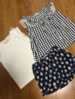 GLOBALWORK ノースリーブトップス2枚＋ショートパンツ3着セット XXLのサムネイル