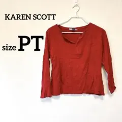 ✨️お買得‼️ KAREN SCOTT レッド 長袖Tシャツ PT 赤 レディース