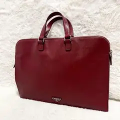 プラダ 三角ロゴ 金具 ハンドバッグ ビジネスバッグ 大容量 多機能 A4可 赤