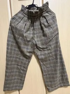 GU チェック柄 ゴムウエストパンツ 140cm