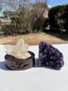 A771 アメジストドーム クラスター ウルグアイ産 と水晶クラスター