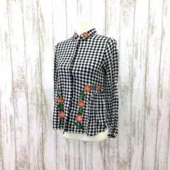 【Zara Girls】キッズ＊チェック柄シャツ＊花柄刺繍＊152cm